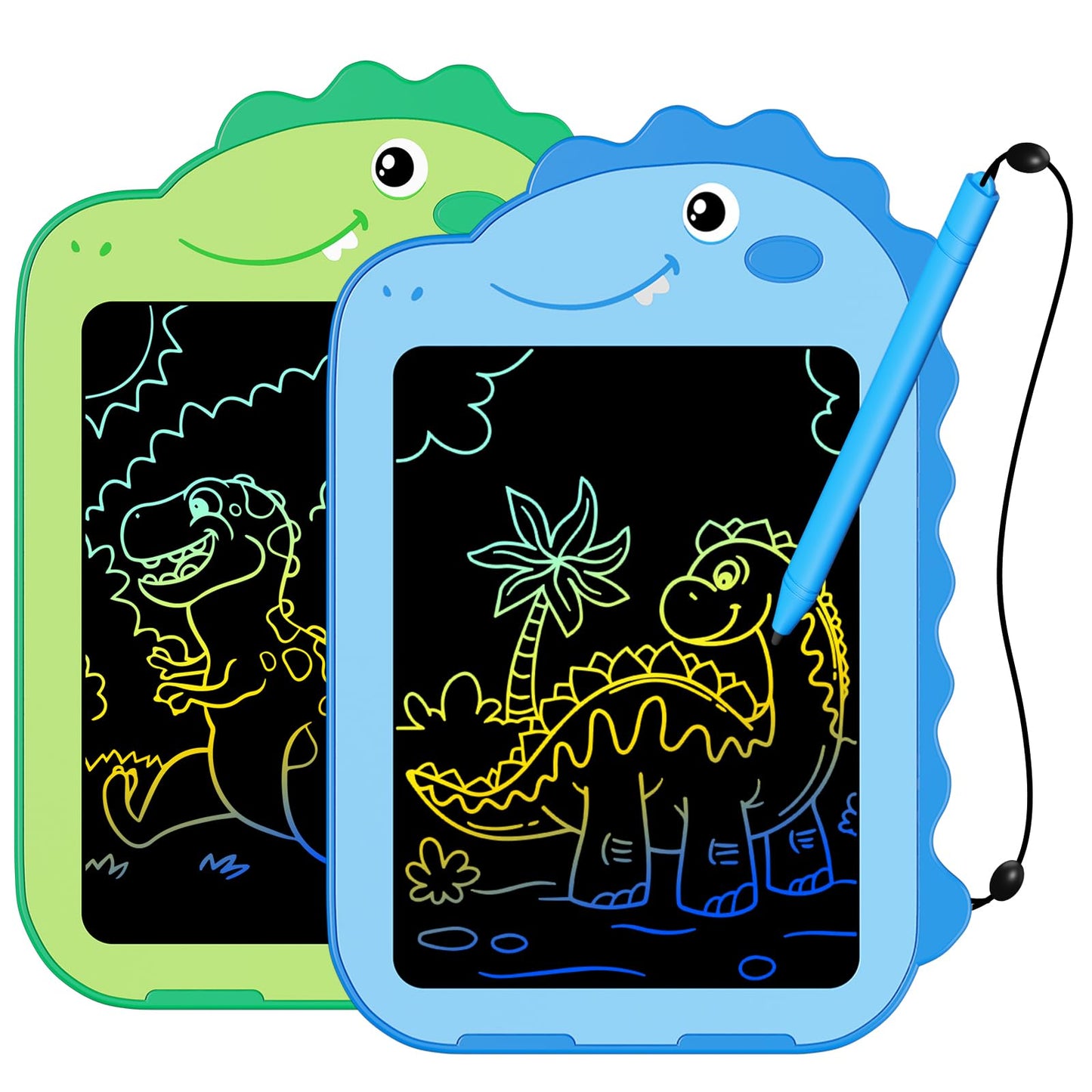 Kinder King 2 Pack LCD Writing Tablet for Kids, 6.5 Inch Colorful Doodle Board Drawing Tablet, Educational Kid Toys, Doodle Pad Dinosaur Toys for 3 4 5 6 7 8 Year Old Boys Girls