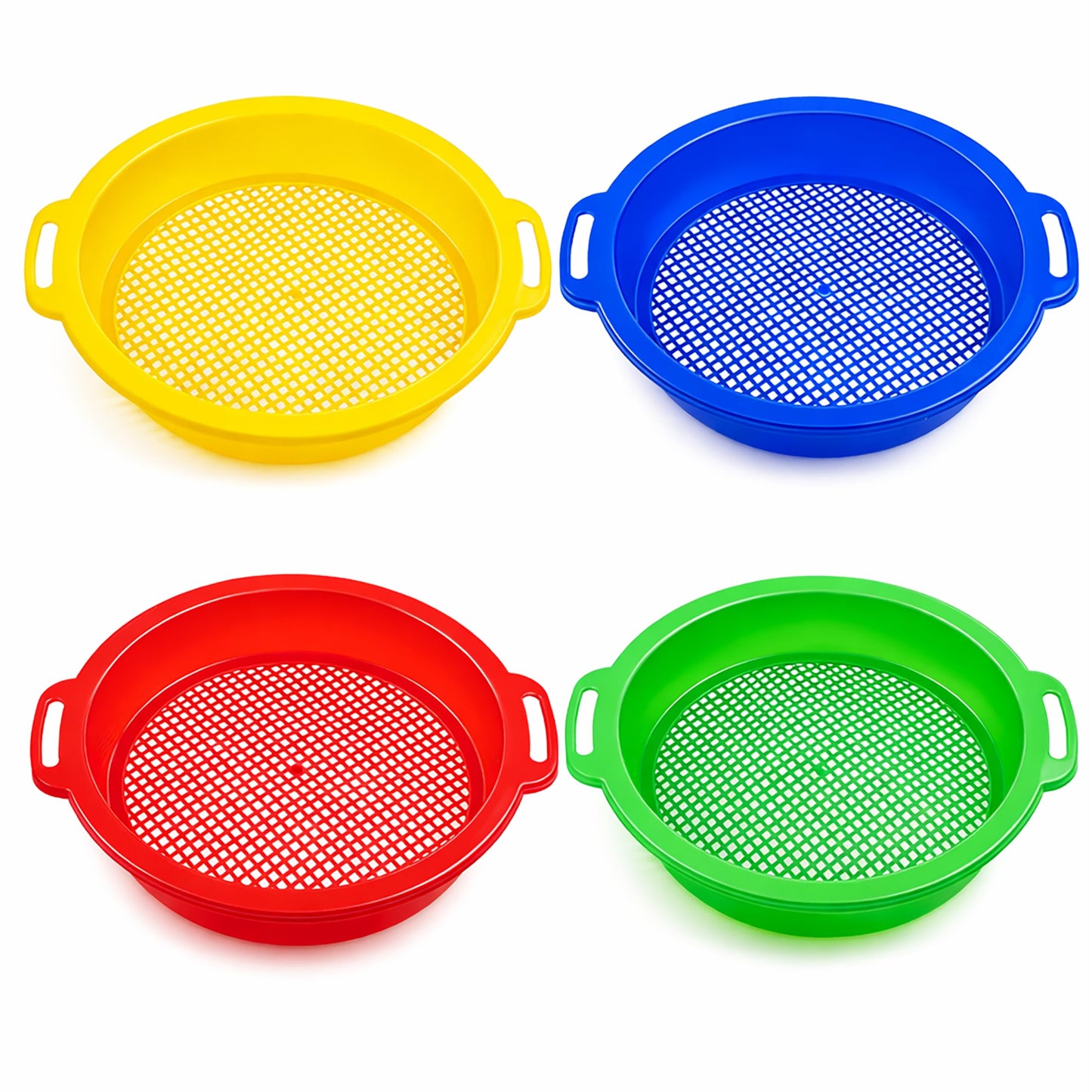 Kinder King Large Sand Sifter for Sandbox Beach 4 Pack - Sand Sifter for Shark Teeth, Rock, Plastic - Beach Toys, Sand Toys for Sandbox Kids & Toddlers
