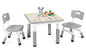 Kinder King Kids Table & 2 Chairs Set, Height Adjustable Children Activity Table, Graffiti Tabletop, Toddler Furniture Set for Classroom, Daycare, Home, Age 3+, Grey