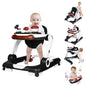 Kinder King Baby Walker with Music & Lights, 5 in 1 Baby Activity Walker with Wheel, Adjustable Height & Seat, Learning-Seated & Toddler Walk-Behind, Safety Bumper, Infant Walker Anti-Rollover, Black