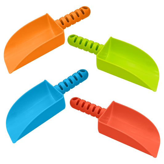Kinder King 4 Pack Beach Shovels 8 Inch, Heavy Duty Plastic Sand Shovel for Kids, - Great for Planting Gardening Shovels for Toddlers, Outdoor Digging Sandbox Toys, Easter Basket Stuffers