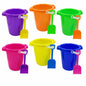 Kinder King 6 Pack 7.5" Beach Buckets and Shovels for Kids Bulk - Strong Large Sand Bucket for Toddler Beach Toys for Kids 3-10, Sandbox Toys