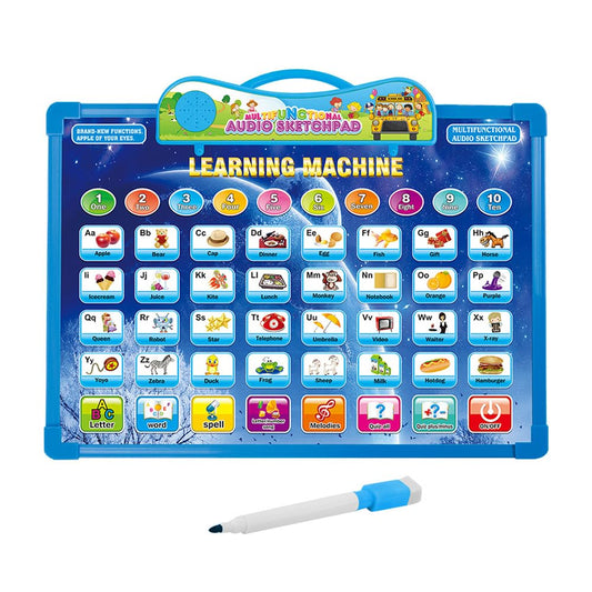 Kinder King 2-in-1 Learning Machine to Teach Children Words, Numbers, Letters, Math, Object Sounds, with Quizzes and Songs + White Board Drawing with Marker Included | Perfect Educational Toy for Kids